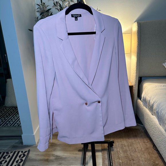 Topshop Light Pink Ava Double Breasted Relaxed Fit Blazer - Picture 2 of 4